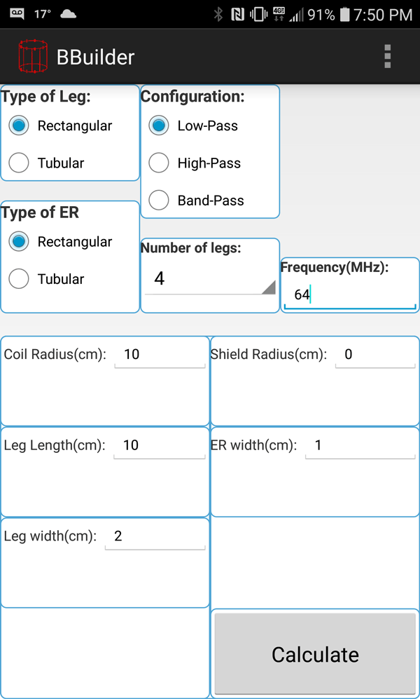 Screenshot of BuirdcageBuilder interface on an Android device.