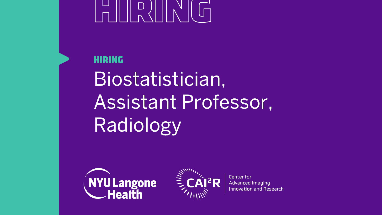 Biostatistician, Assistant Professor, Radiology • Center for Advanced