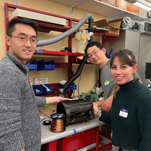 Andrew Mao, Yun Shang, and Anja Samardzija seen in NYU Langone's RF lab.