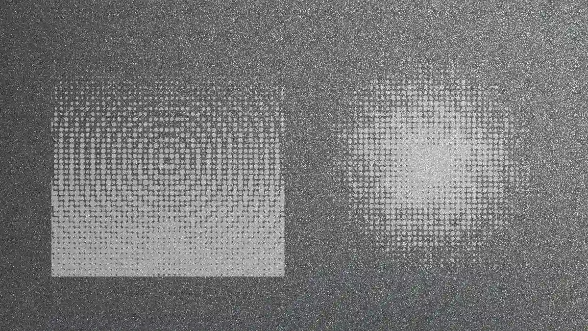 Illustration: abstract patterns on noisy background.