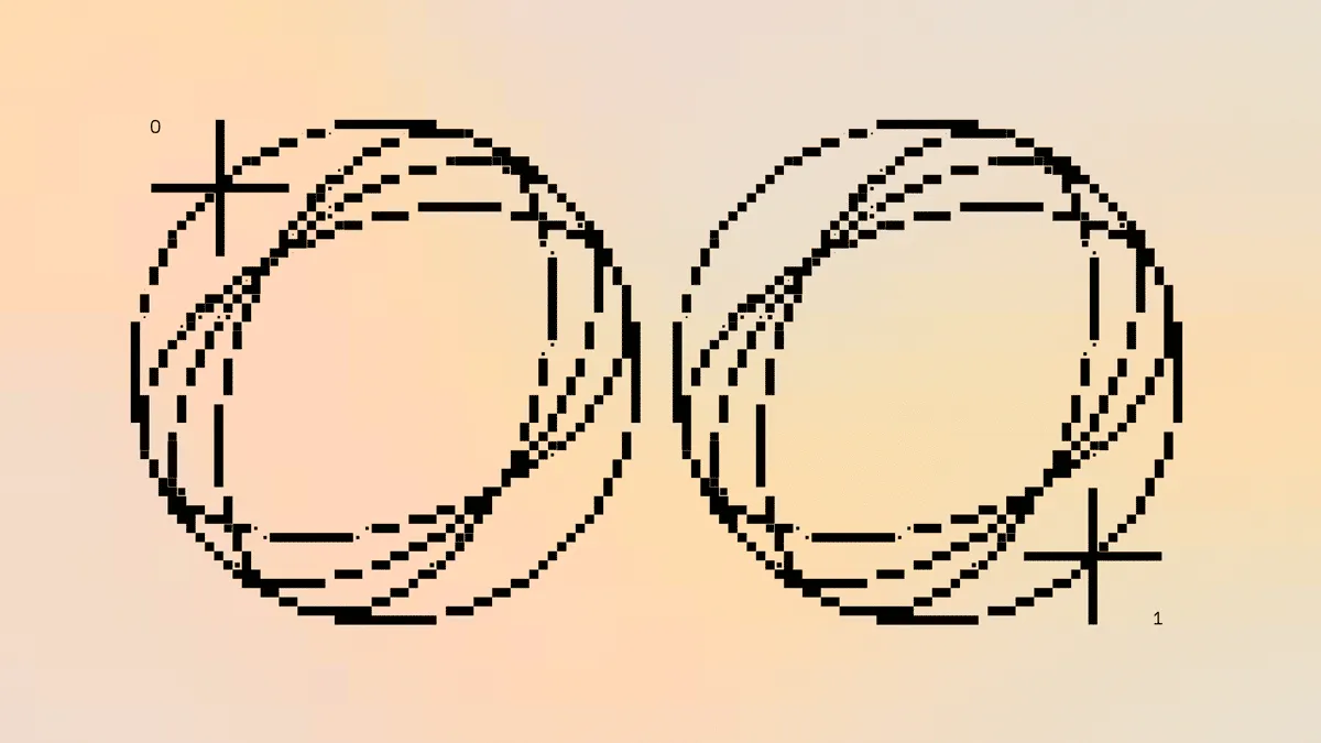 Abstract illustration inspired by qubits.