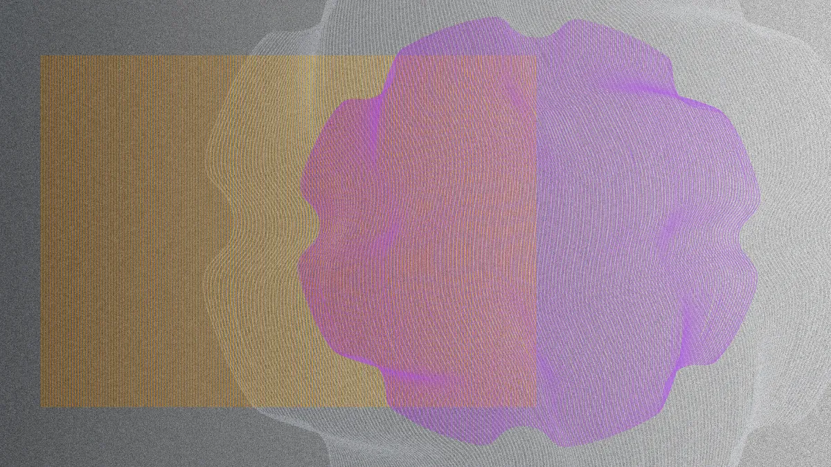 Illustration: abstract planes and line shapes on a noisy background.